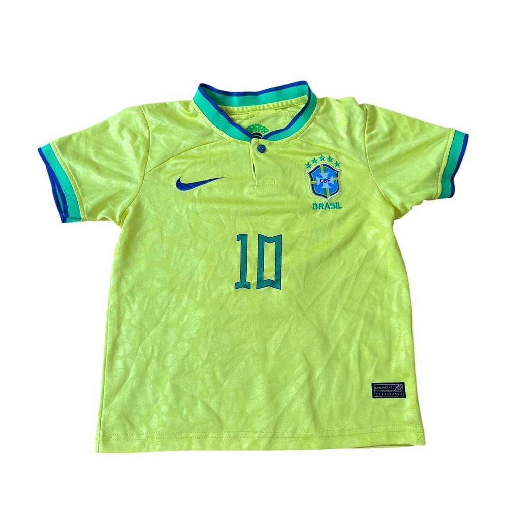Nike Brazil Soccer Jersey Kids Yellow Sophia 10 Dri-FIT Sporty SIZE 20